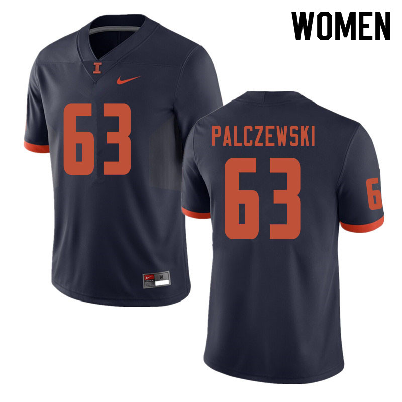 Women #63 Alex Palczewski Illinois Fighting Illini College Football Jerseys Sale-Navy